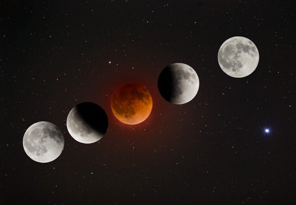Lunar Eclipse Composite in the night sky