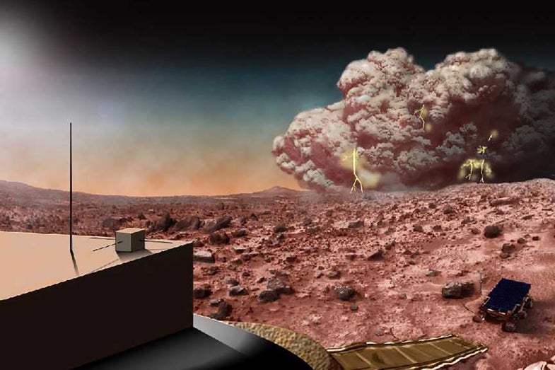 Artist's illustration of a Martian dust storm.