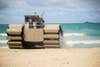 Ultra Heavy-Lift Amphibious Connector swam from the USS Rushmore to land on a Hawaiian beach as part of military exercises there.
