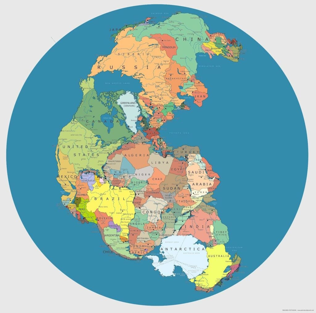 What Pangaea Would Look Like With Today&#8217;s Political Boundaries [Infographic]