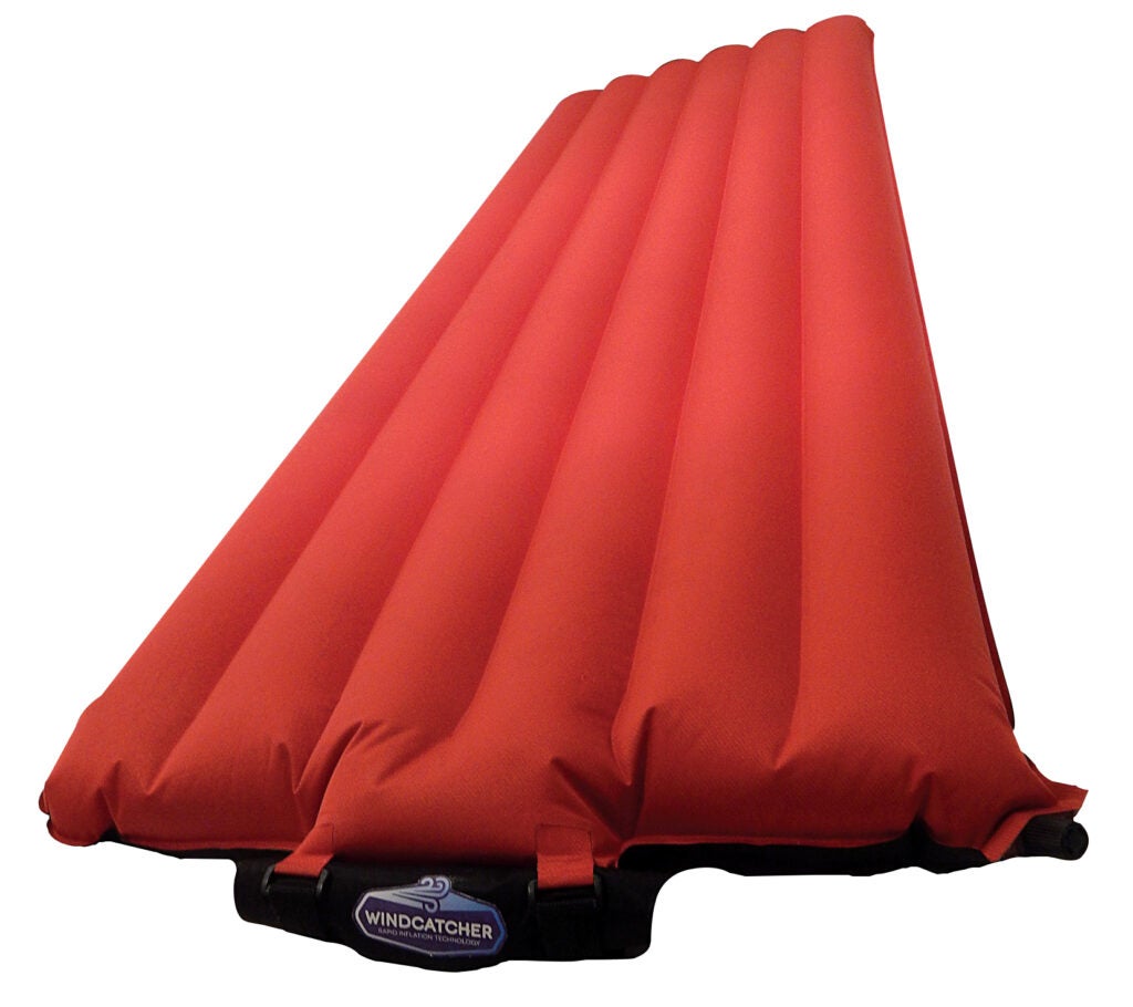 The Windcatcher inflates faster and with less effort than any other sleeping pad. When a user blows into the pad's one-way valve, the low-pressure airstream draws in surrounding high-pressure air, augmenting each breath. The six-foot-long pad fills in 13 seconds on average. <a href="http://www.windcatchergear.com/"> $99</a>