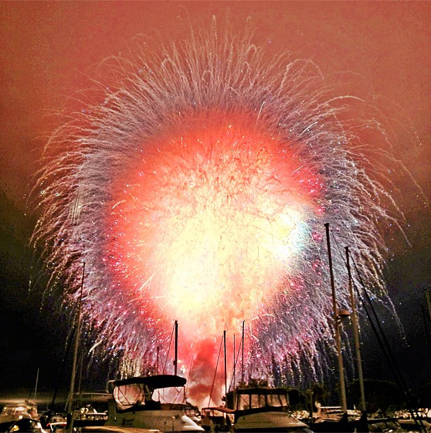 This year's fireworks display in San Diego didn't come off quite as planned--every firework was set off at the same time, leading to a giant explosion of light and sound. This great shot was from the <a href="http://instagram.com/p/Mr72QcJMrR/">Instagram of an attendee</a>.