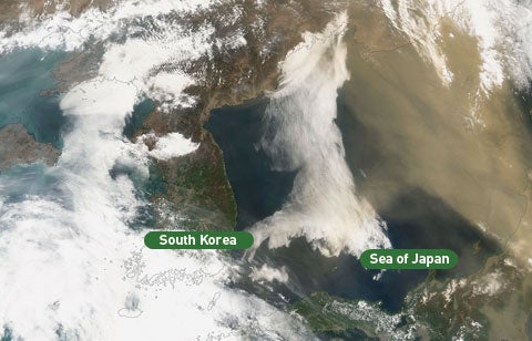 South Korea and Sea of Japan