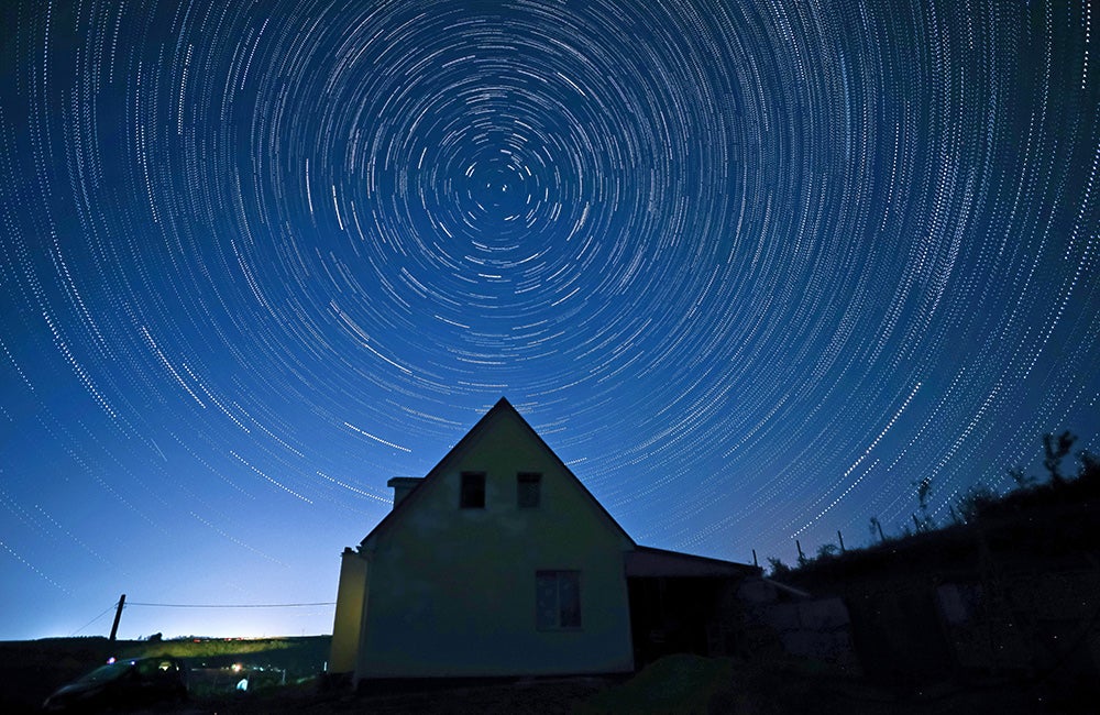 2018 Perseid meteor shower over Klinovka village
