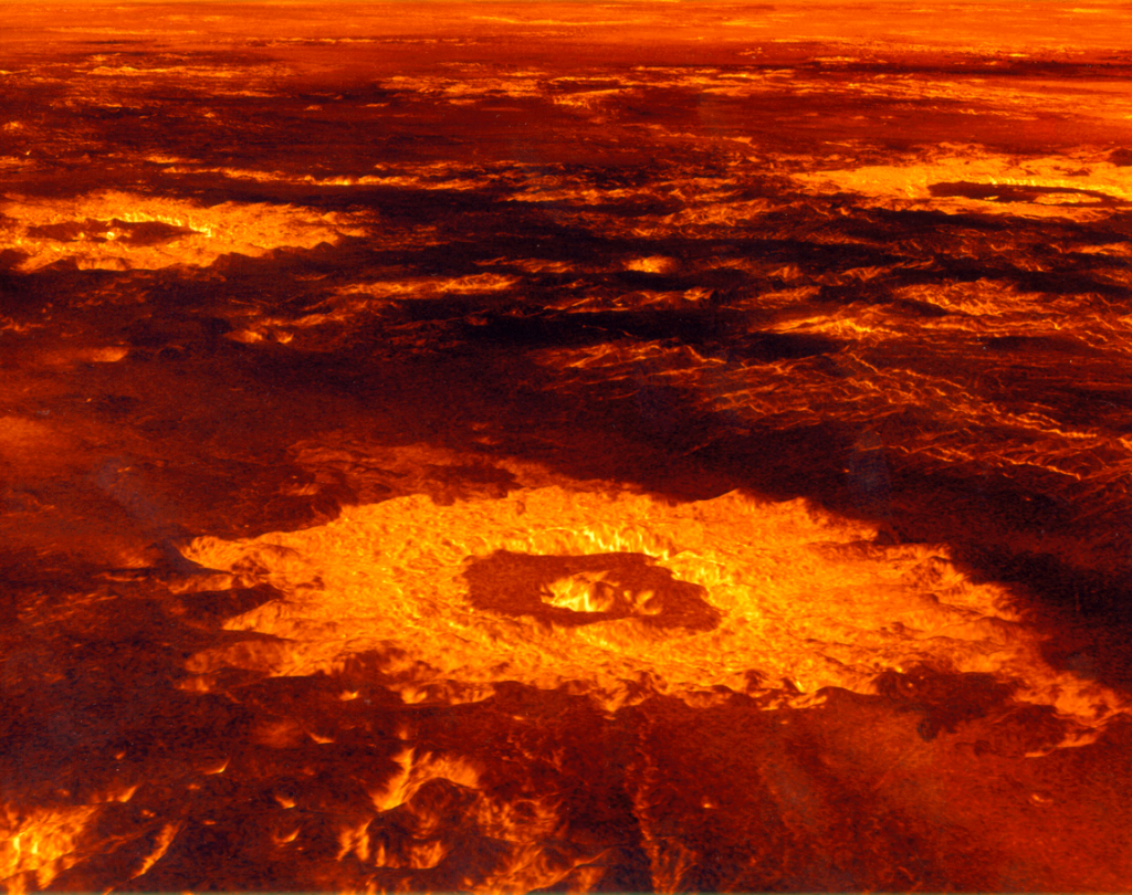 A computer rendering of the surface of Venus