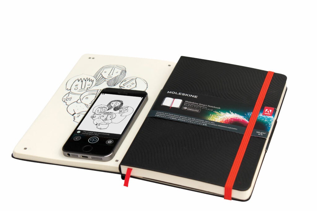 Moleskine and Adobe made a Creative Cloud-connected notebook that syncs digital and hand-drawn art. Scrawl your masterpiece on the page, and capture it with an app that renders it into vectors. <a href="http://shop.moleskine.com/en-us/notebooks-journals/smart/smart-notebook-creative-cloud-large-plain-black-hard-cover-8174"><strong>$33</strong></a>
