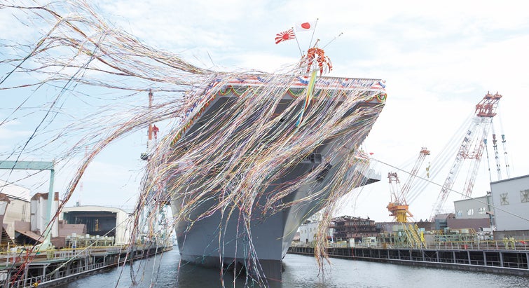 Look at all these streamers. Look at all these streamers on this military vessel!