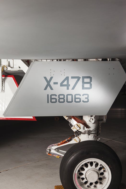 closeup of X-47B drone's wheels