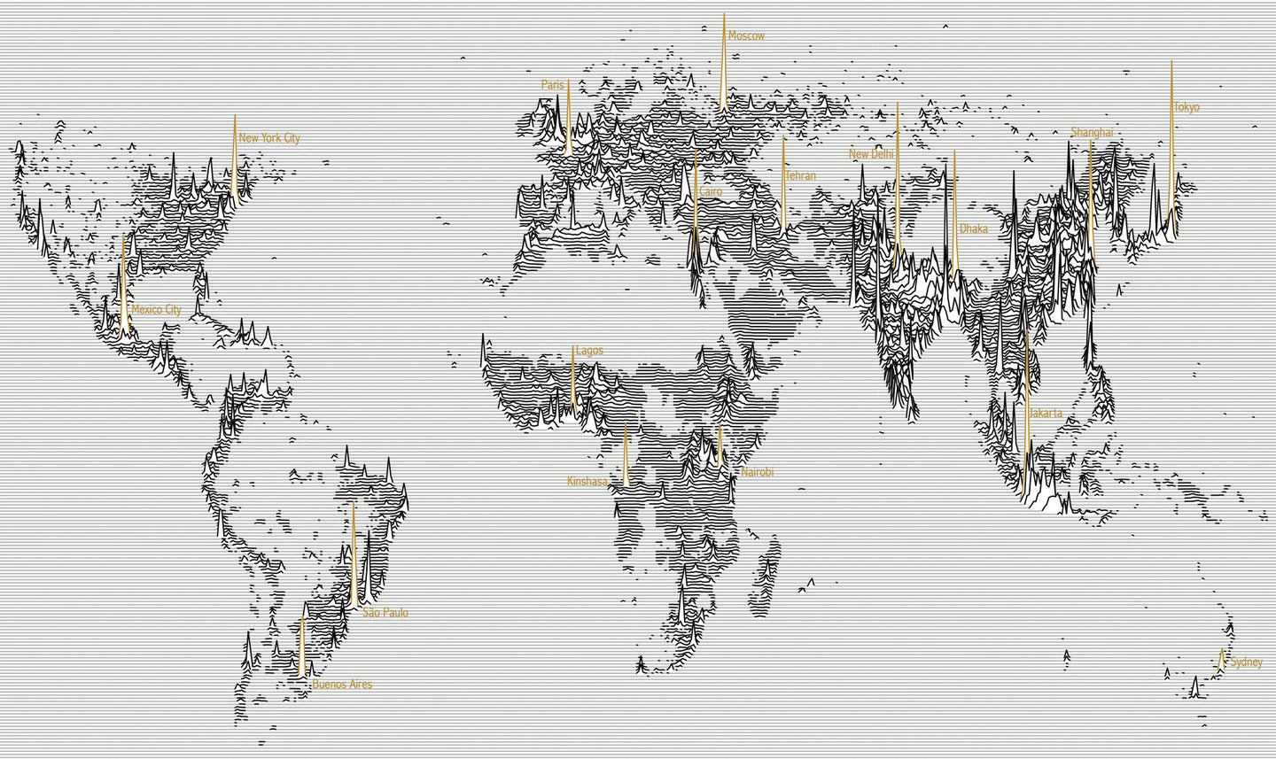World Population Mapped As Peaks And Valleys