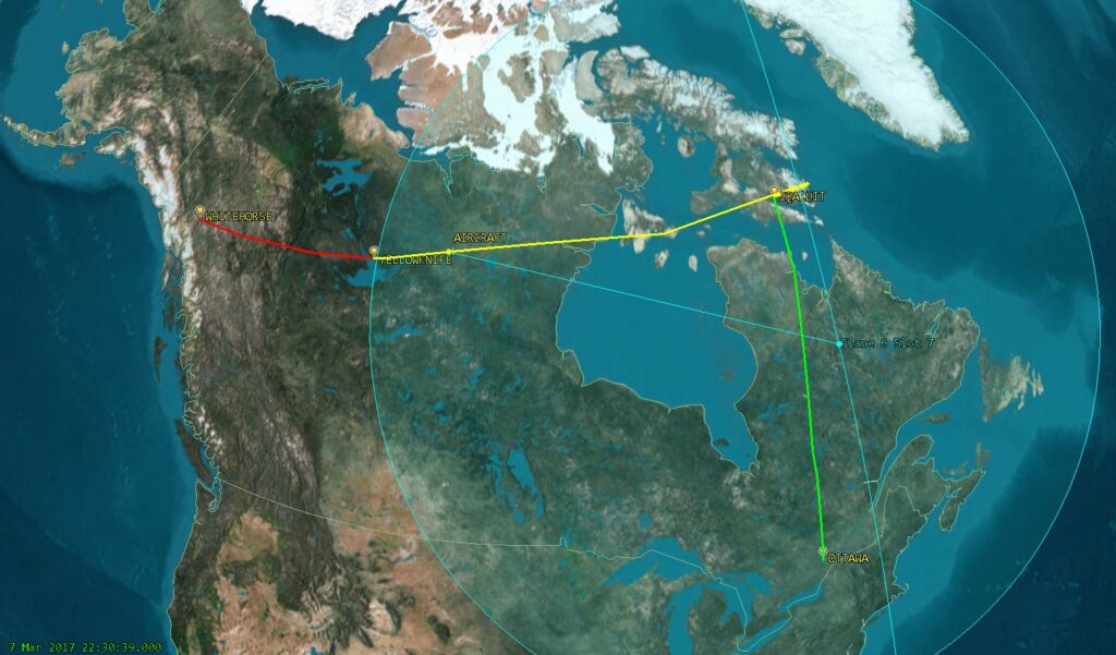 map of flight test in northern canada