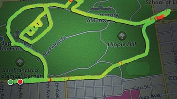 woman's Nike+ running course shaped like Slimer on a map