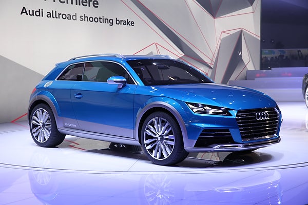In what could be a sneak peak at the next generation Audi TT, the Allroad Shooting Brake Concept is powered by a nifty gas-electric hybrid powertrain. Audi says the plug-in hybrid drive delivers 300 kW or 408 hp of total system power and a whopping 479.42 lb-ft of torque. The concept weighs around 3,527 pounds, and Audi claims a 0-62mph time of of 4.6 seconds, top speed of 155.34 mph, and 123.80 mpg with a total driving range of up to 509.52 miles. This little concept has brawn and efficiency, and we dig the design. If this is the new look for the next-gen TT, Audi is on the right path.