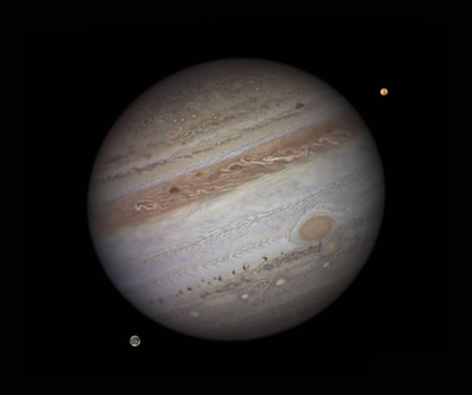 Damian Peach's awesome detail on two of Jupiter's moons in this photo taken from Barbados clinched him the overall win.