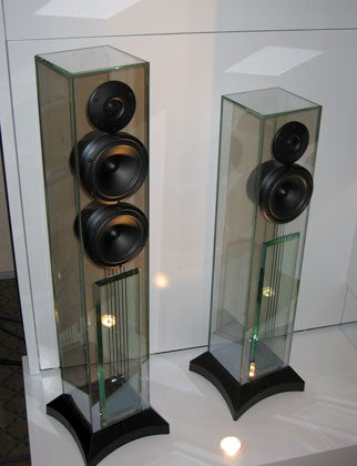 What do speaker designers do when they get bored? Apparently at <a href="http://www.waterfallaudio.com">Waterfall Audio</a> they make speakers out of glass. These conversation pieces start at a very reasonable $3,900 a pair. Insert stone-throwing joke here.