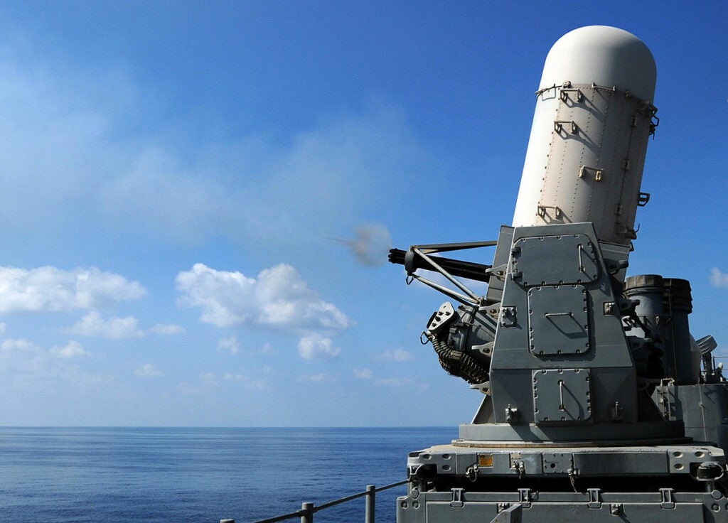 Royal Navy Phalanx system being test fired