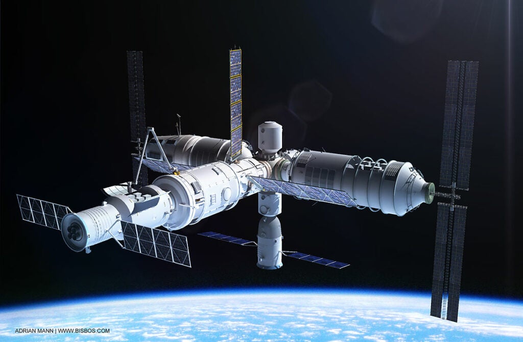 China Tiangong spaceship in space