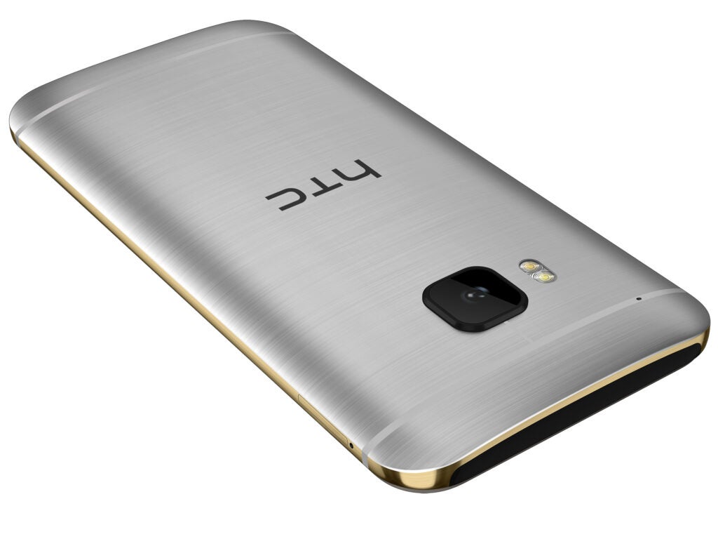 HTC One M9 silver's aluminum body backside