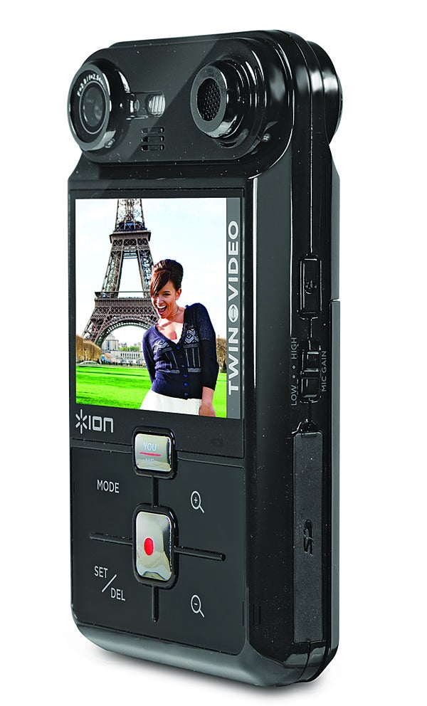 The first HD camcorder with forward- and backward-facing lenses makes taping interviews or reaction shots easy. Switch the feed from front lens to rear with a single button-press for editing on the fly. Omnidirectional microphones on both sides capture audio for each feed. <strong>ION Audio TWIN VIDEO HD:</strong> $200; <a href="http://ionaudio.com">ionaudio.com</a>