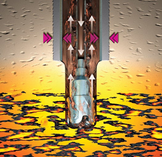 A viscous cocktail of minerals, polymers and seawater stabilizes the borehole walls. Because the mud is expensive and could be harmful to ocean life, it is recycled back to the ship during drilling.