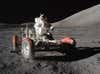 Astronaut on a moon rover