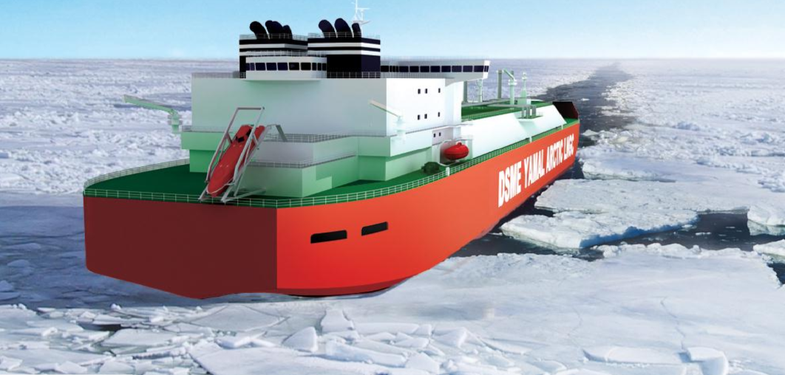 The Arc7's knife-shaped double hull breaks ice at both ends. It consists of two layers of steel reinforced by ice belts on the bow and stern. Ice belts are bands of extra-thick steel that extend from a meter above the waterline to a meter below. Additional internal ribs brace the ice belts from within the ship's structure to absorb the stress of crashing through 7-foot-thick ice. Sensors inside the hull continuously run fatigue analysis to sniff out weakening areas all the way down its 300-meter-long structure.