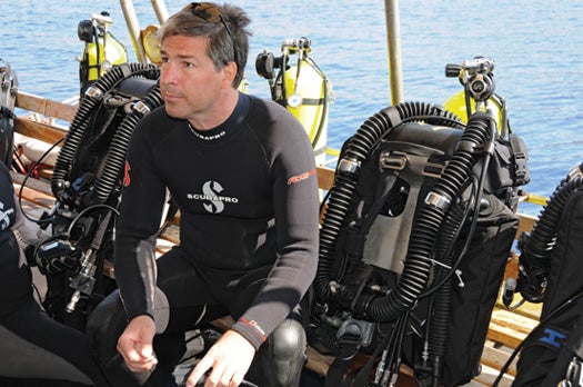 Archaeologist Brendan Foley uses rebreathers to extend dive times to as long as three hours.