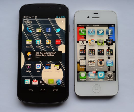 Nexus, left. iPhone 4S, right.
