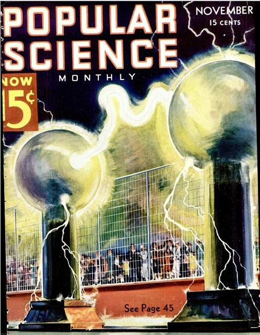 In 1937, the World's Fair headed to Paris, which gave it the theme of Art and Technology in Modern Life. Although Nazi Germany and the Soviet Union's competing pavilions stirred up some exciting controversy, visitors were also enthralled by the massive Van de Graaf generator located at an exhibit in the Grand Palais. Irene Curie Joliot, daughter of Marie Curie, and her her husband, Jean Frederic Joliot dreamed up the machine, which they intended researchers to use as a source of radioelements after the expo closed. Sadly enough, the generator was all but forgotten during World War II. Although nothing remains of the machine, the French government turned its home, the Palais de la Decouverte, into a science museum within the Grand Palais. Read the full story in "Giant Sparks to Thrill Visitors at Exposition"