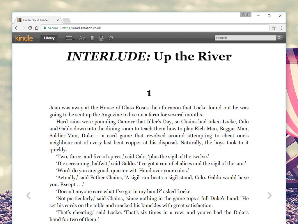 Interface of Amazon Kindle showing Interlude