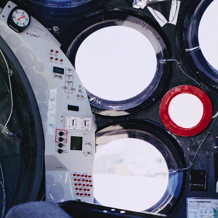 <em>SpaceShipOne</em> astronauts get a fragmented view of the world through 18 porthole windows.