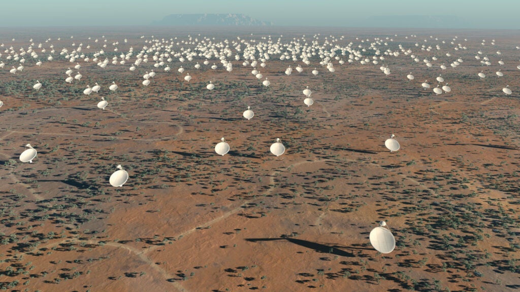 Artist's impression of dishes that would make up the SKA radio telescope if it is built in Australia.