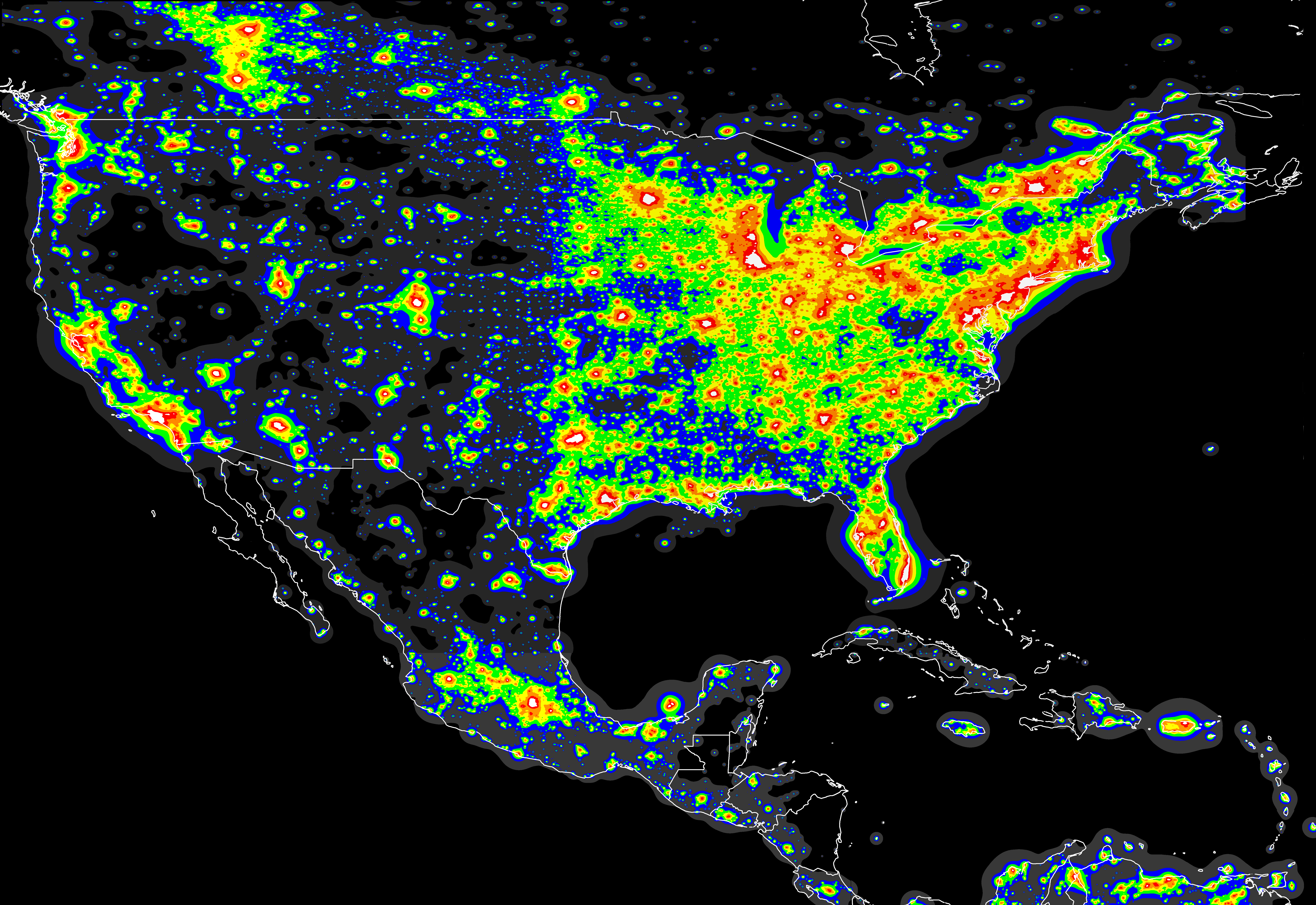 north america light pollution