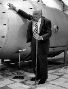 old Edward Teller posing with a bomb