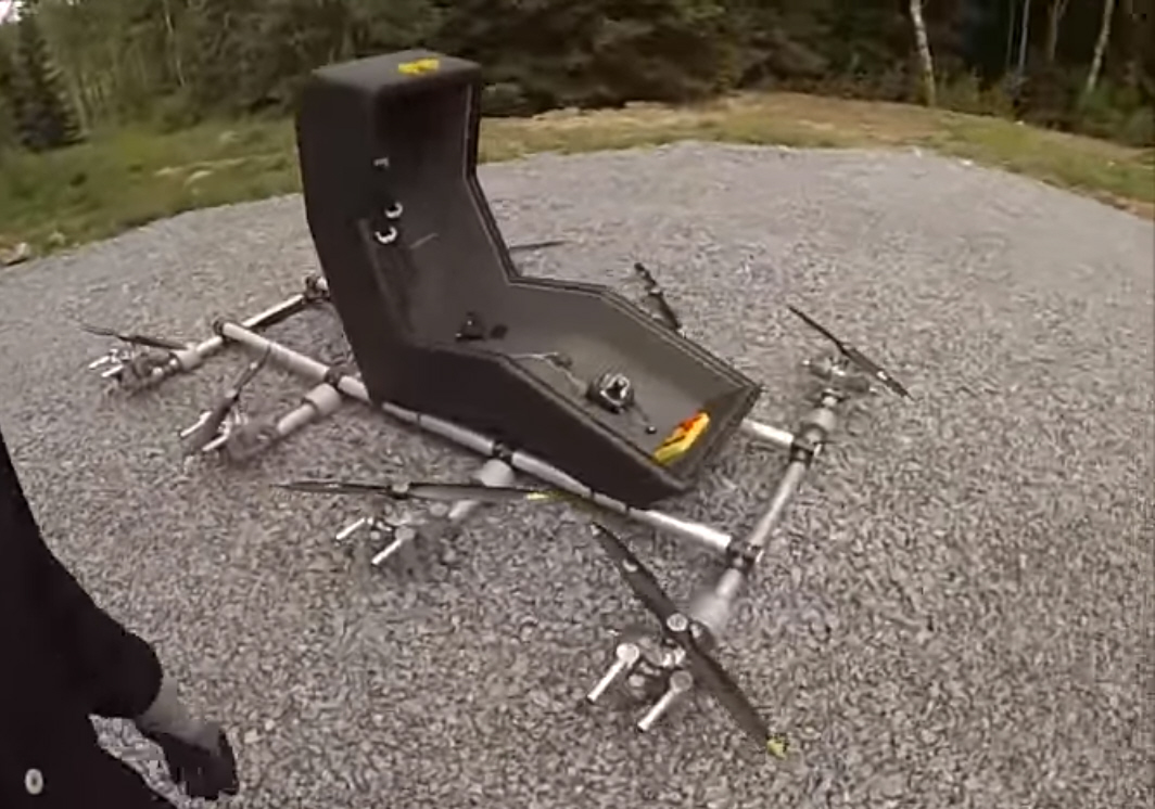 Swedish Man Builds Flying Chair With Eight Rotors