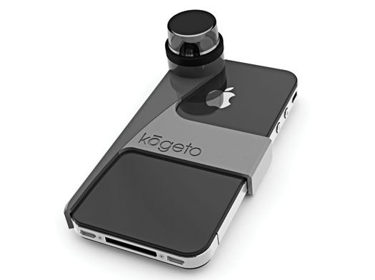 Slide the Dot lens over your iPhone 4 camera and set it down on a table to shoot 360-degree video panoramas. The optical element includes curved plastic and reflects the entire scene down into the image sensor. An app recomposes the footage into a circular scene. Kogeto Dot, $100; <a href="http://www.kogeto.com/dot.php">Kogeto</a>