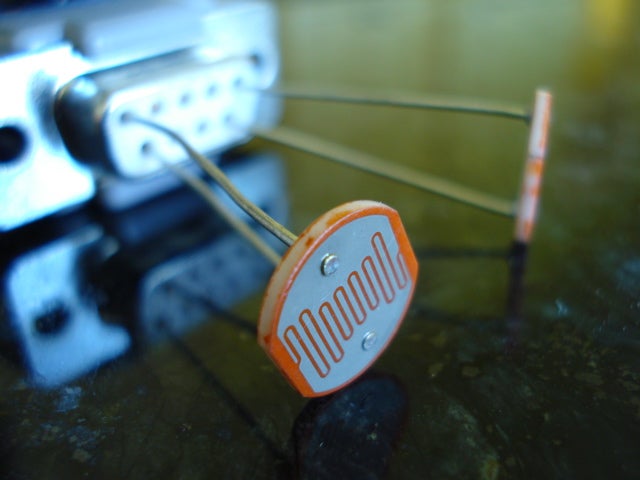 Two photocells that serve as a bug bot's eyes.