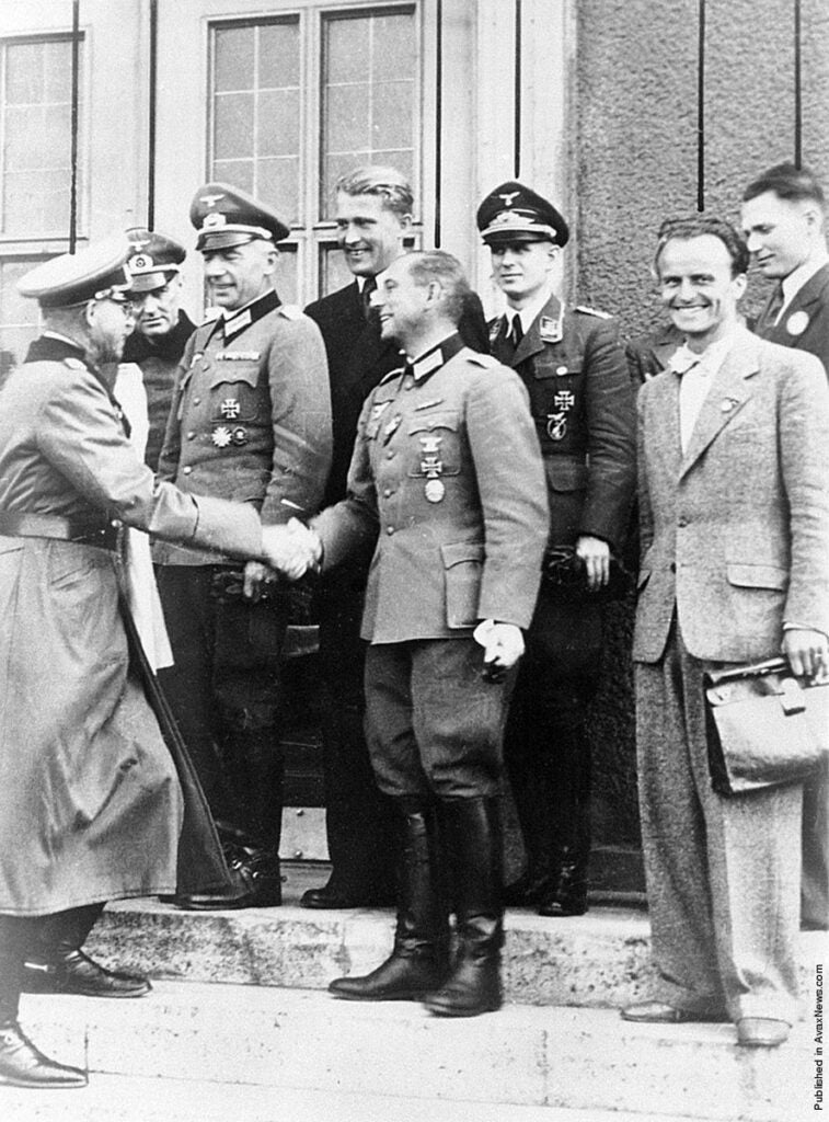 Von Braun and his team meet with Nazi brass in 1942.