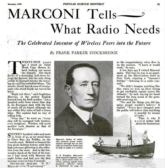 Guglielmo Marconi: January 1928