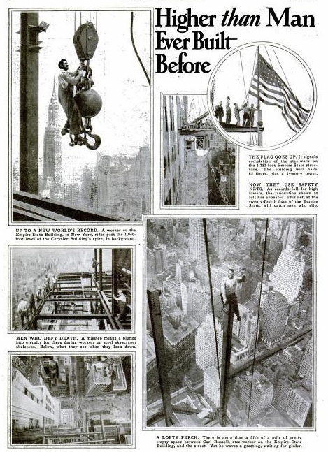 Working on the country's beloved landmark was not for the faint of heart, as evidenced by our coverage of daily life on the girders. We published these pictures of the Empire State Building's construction just four months shy of its official opening. Excavation on the site began in 1930, and and for 40 years afterward, New Yorkers enjoyed the skyscraper's status as the world's tallest building. Read the full story in <a href="http://books.google.com/books?id=YCgDAAAAMBAJ&amp;lpg=PA48&amp;dq=%22empire%20state%20building%22&amp;pg=PA48#v=onepage&amp;q&amp;f=false">"Higher than Man Ever Built Before"</a>