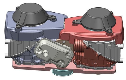 Like the Scuderi Engine, this re-imagined internal combustion rig by San Diego-based <a href="http://www.tourengine.com/">Tour Engine</a> is a split-cycle design. But rather than capitalizing on wasted compressed air, the Tour engine manages temperatures in different parts of the engine to <a href="https://www.popsci.com/science/article/2011-02/splitting-hot-cold-new-engine-design-could-boost-efficiency-half/">help the engine run optimally</a>. The problem: In a four-stroke engine, the first two strokes (intake and compression) take place most efficiently in a cold environment, while the second two (ignition and exhaust) work better in a hot environment. When all of that takes place in the same cylinder, engineers strike a compromise between the needs of each and the engine wastes a lot of energy (up to 40 percent) simply pulling heat away from the cylinders via the radiator. The Tour engine, being a split cycle, can keep the intake/compression cylinder cold, then pump the compressed fuel-air mixture into a hot combustion cylinder, ensuring that both halves off the cycle occur under more optimal conditions. Further, since compression is optimized by a small cylinder and combustion happens more efficiently when there's more space for the explosion to spread out (more energy is lost to exhaust here in a conventional design), each side of the engine can be sized to best suit its particular task. Less energy lost to waste heat and exhaust translates into an immediate uptick in efficiency by about 20 percent, Tour Engine claims. With further improvements in design, engineers there think they could boost economy by more like 50 percent.