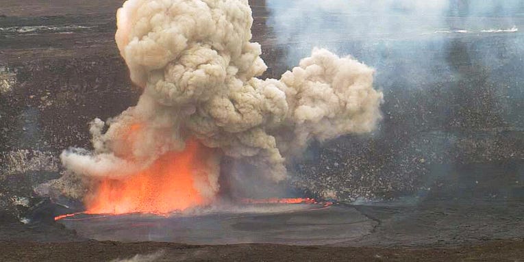 Crater Wall Collapsing Into Lava Lake Creates A Beautiful Explosion [Gallery]