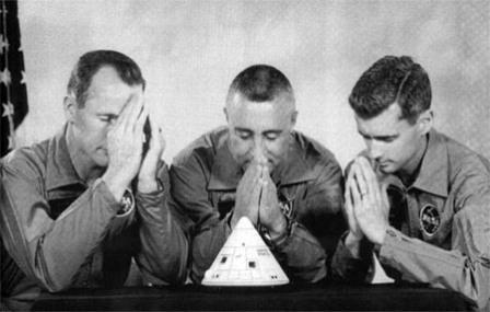 The Apollo 1 crew expressed their concerns over the Apollo spacecraft in a joke crew portrait. They said a little prayer, and gave the picture to the manager of the Apollo Spacecraft Program Office Joe Shea in 1966.