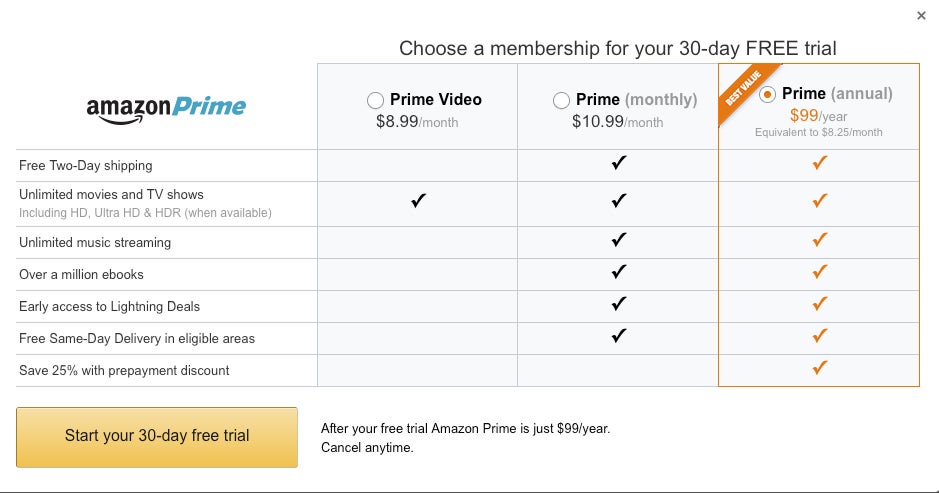 Amazon streaming video plans