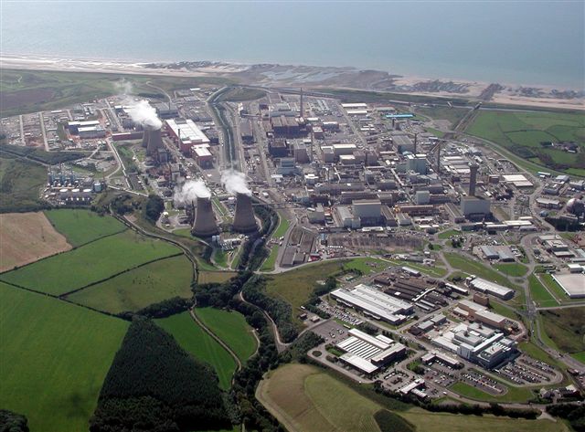 The Sellafield nuclear site in northwest England. About six kilometers (4 miles) to the south is the nuclear waste site, the Low Level Waste Repository, where material from Sellafield and elsewhere is stored.