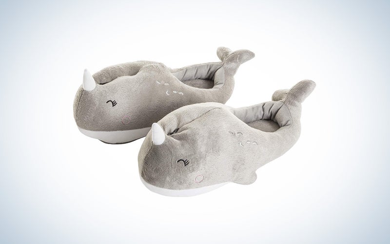 Narwhal-shaped USB-powered foot warmers