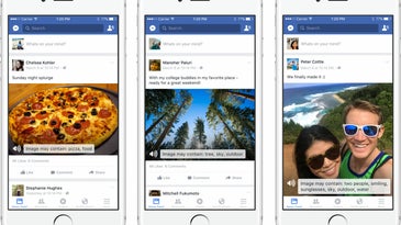 Facebook's new automatic alternative text uses artificial intelligence to recognize objects and people in photos.