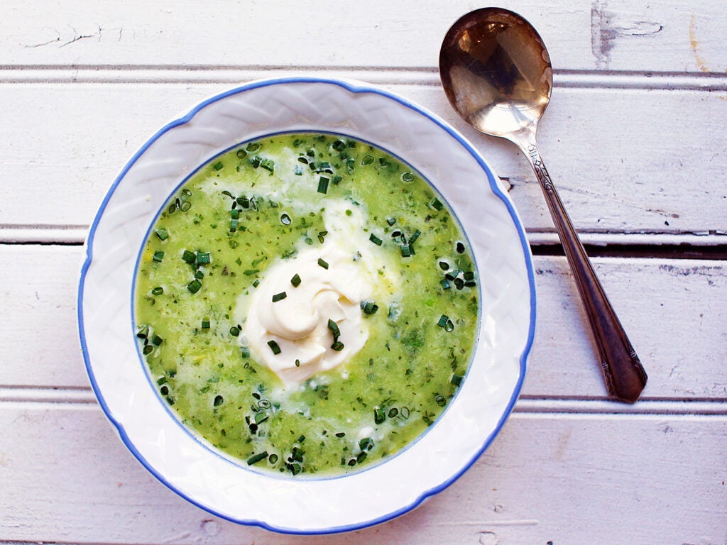 Spring Pea Soup with Leeks and Herbs