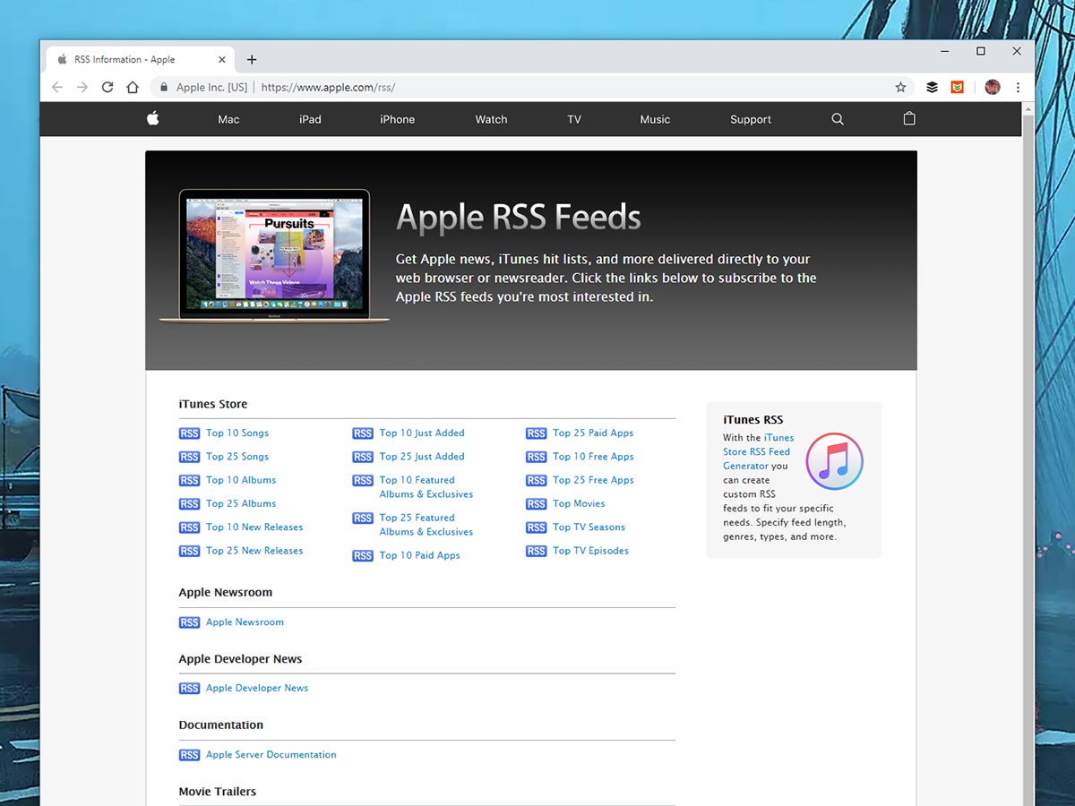 Antarmuka RSS Apple.