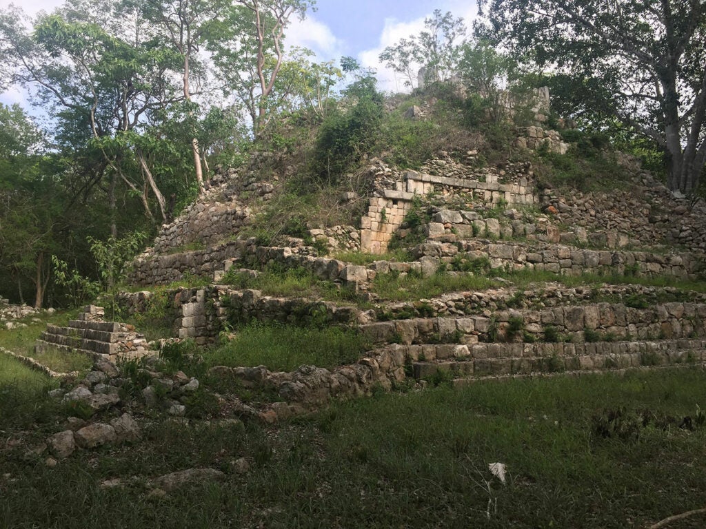 Pyramid at the site of Kiuic in Yucatan State Mexico