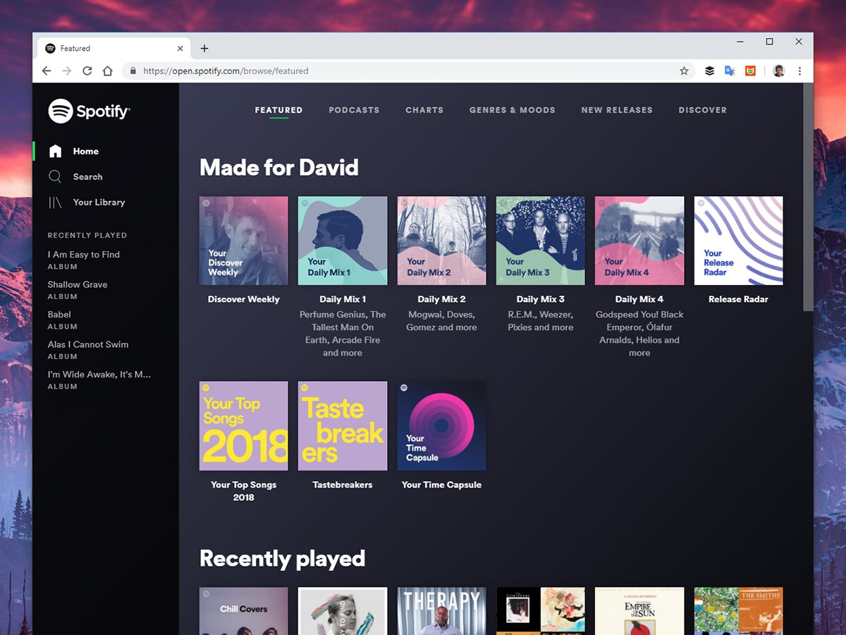 The Spotify interface.